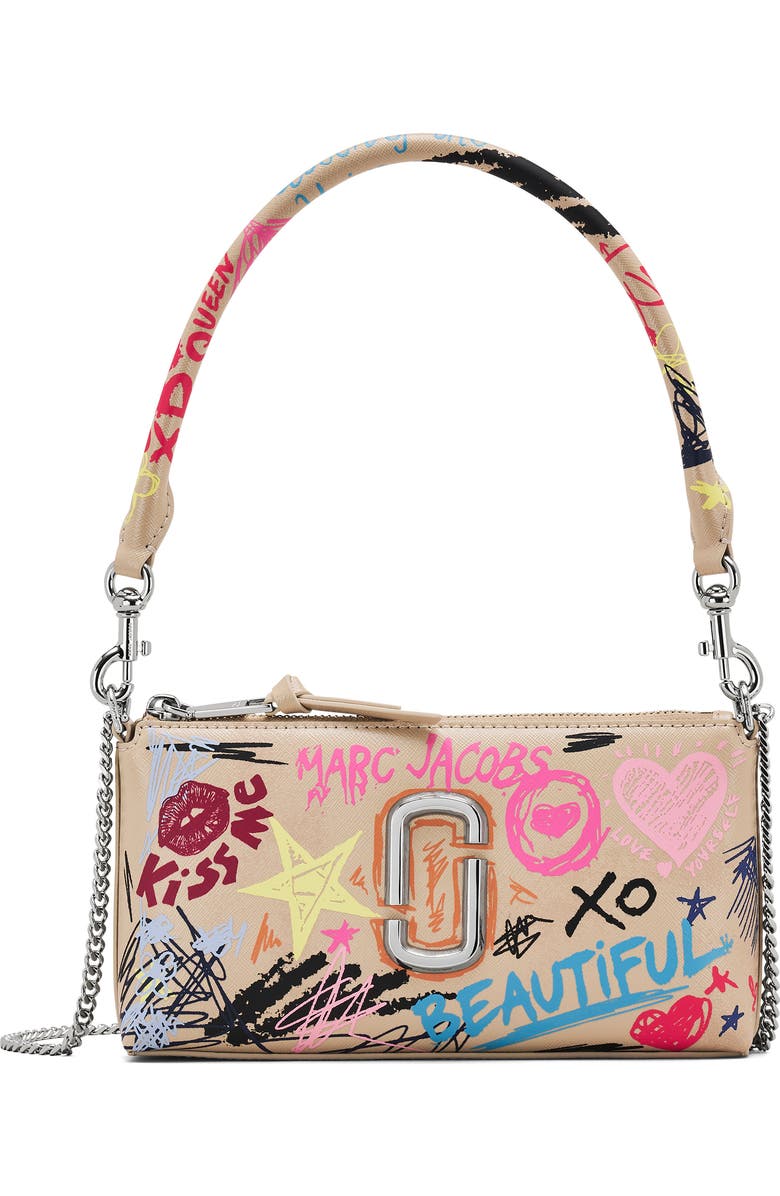 Marc Jacobs The Punk Scribble Snapshot Convertible Shoulder Bag, Main, color, Beige Multi