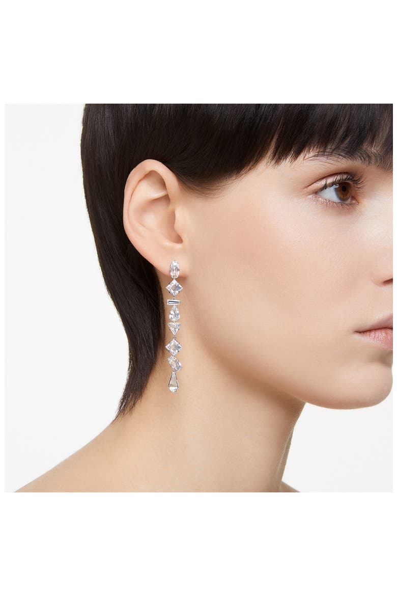 Mesmera Crystal Drop Earrings, Alternate, color, SILVER