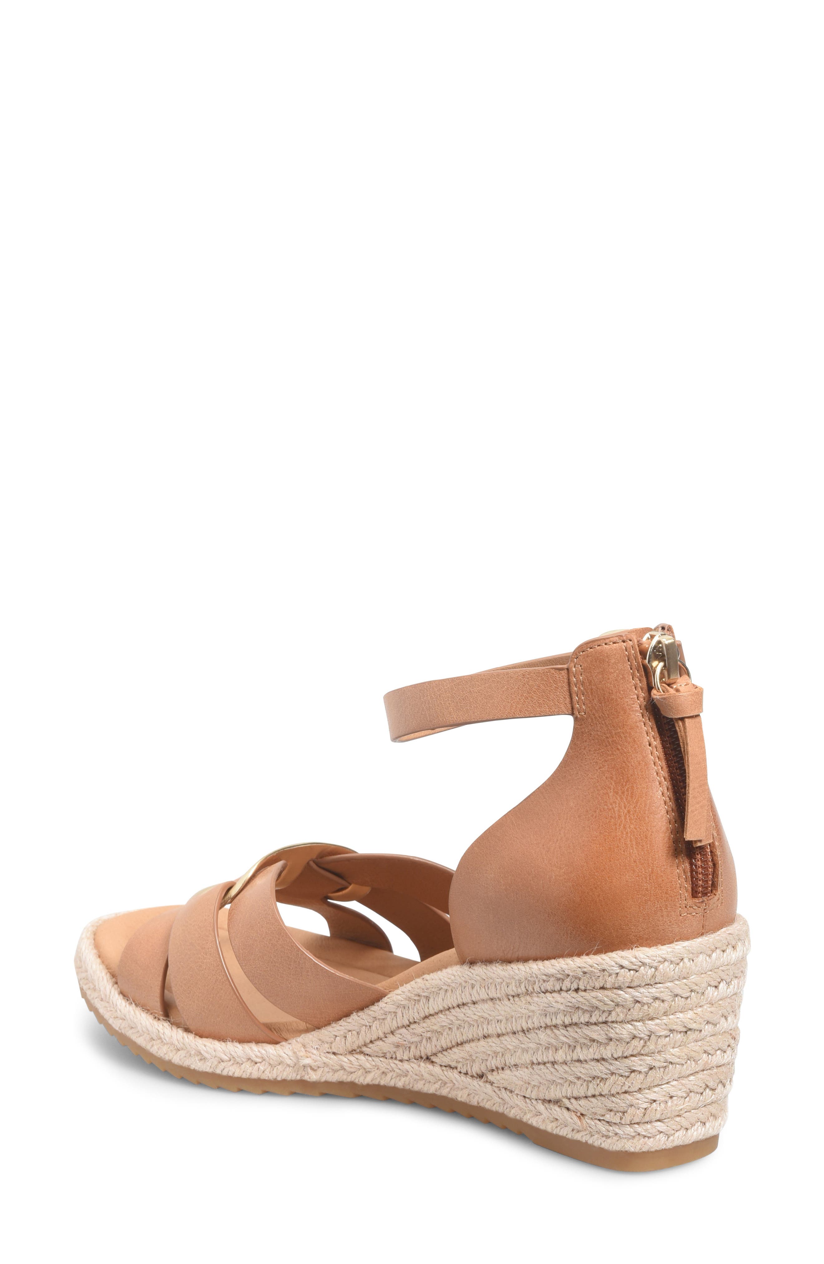 Söfft Ivy Espadrille Ankle Strap Platform Wedge Sandal, Alternate, color, Luggage