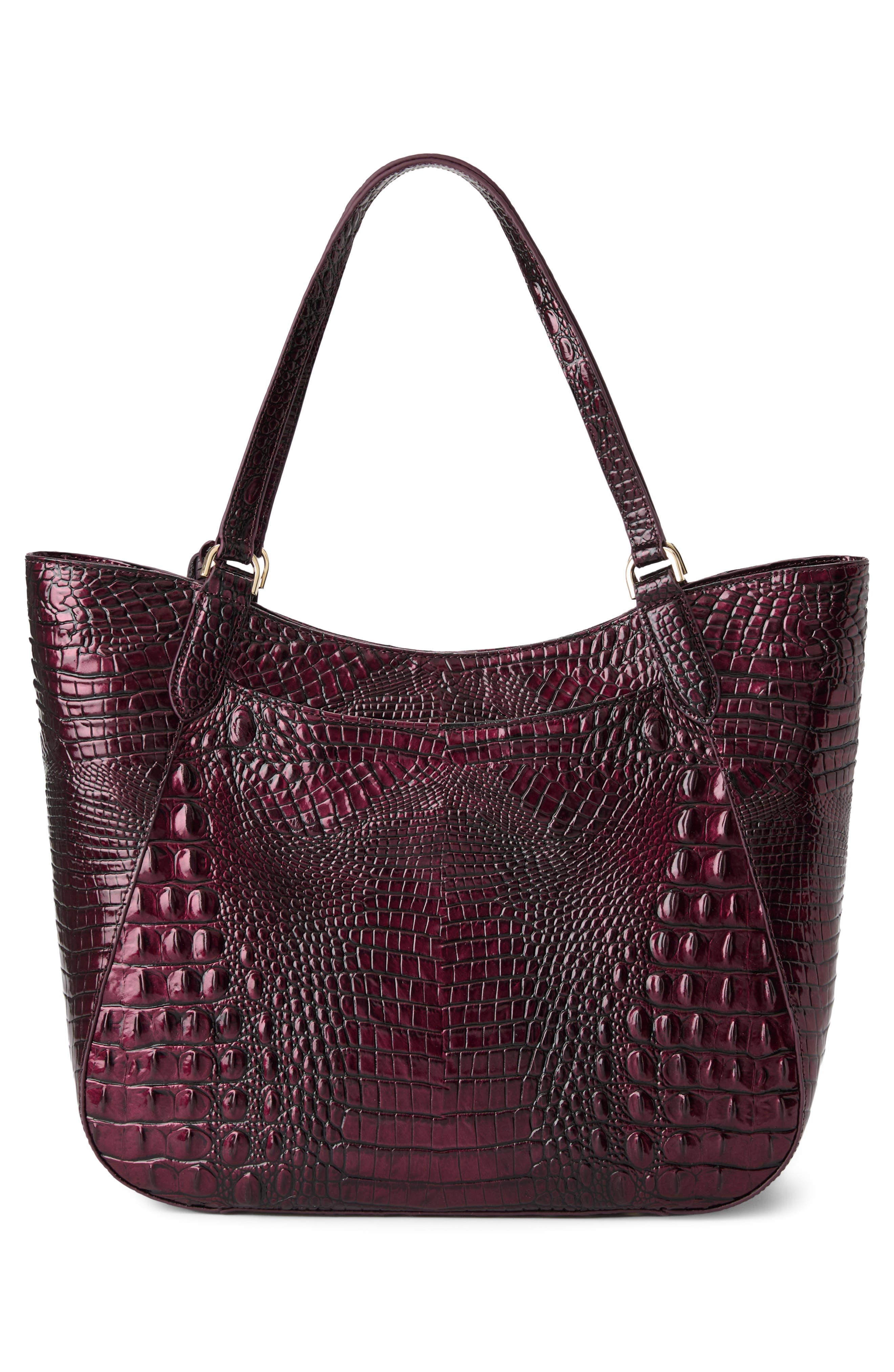 Aliza Croc Embossed Leather Tote, Alternate, color, OXBLOOD