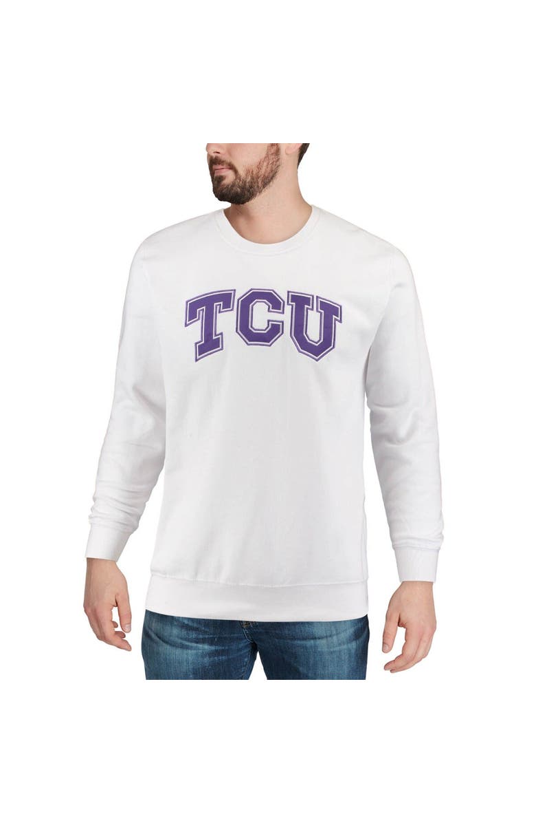 COLOSSEUM Men's Colosseum White TCU Horned Frogs Arch & Logo Crew Neck Sweatshirt, Alternate, color, White