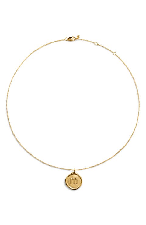 Initial Stamp Pendant Necklace