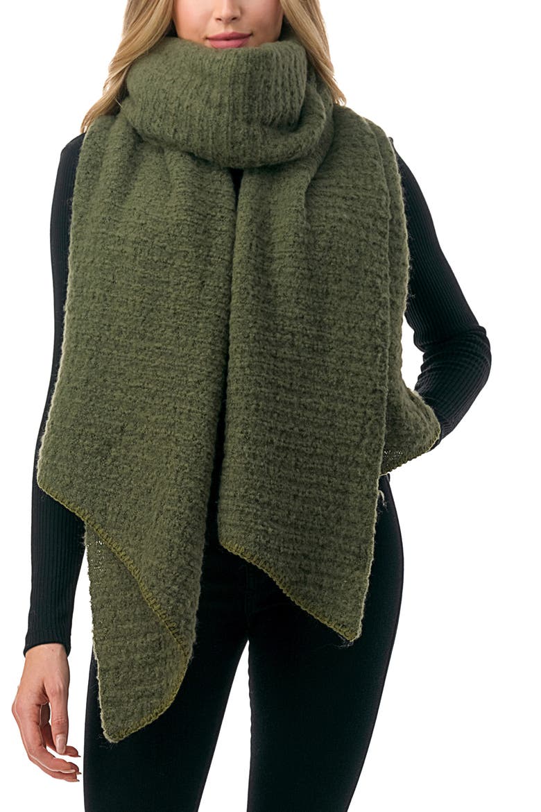 Ultra Soft Chunky Whip Stitch Scarf, Main, color, OLIVE