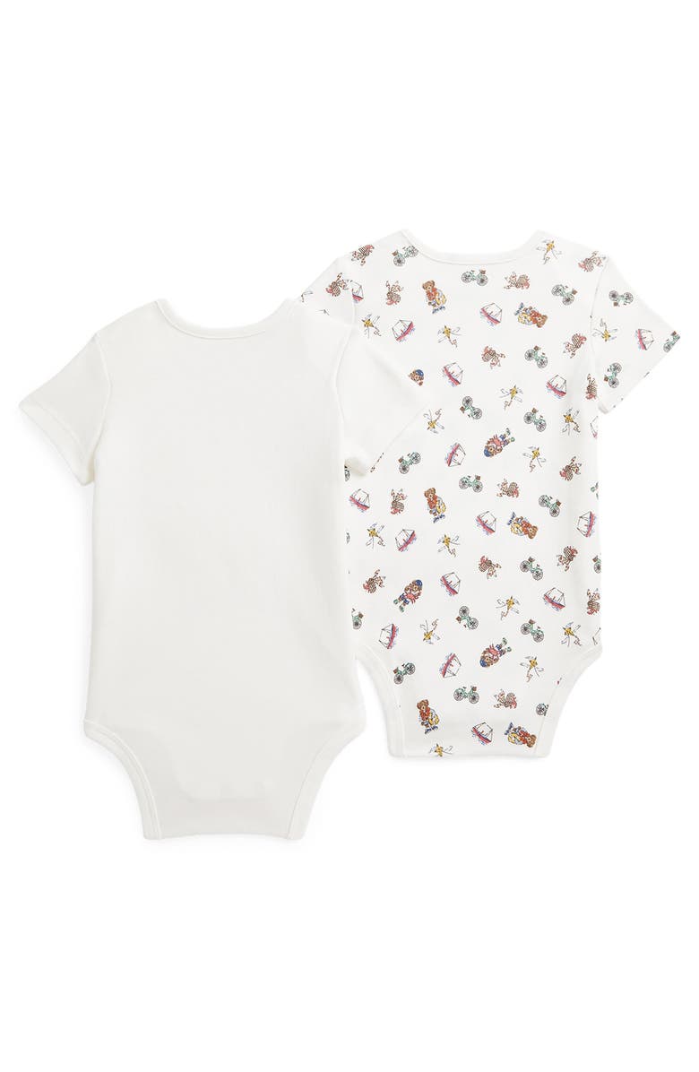 Ralph Lauren 2-Pack Polo Bear Cotton Bodysuits, Alternate, color, 