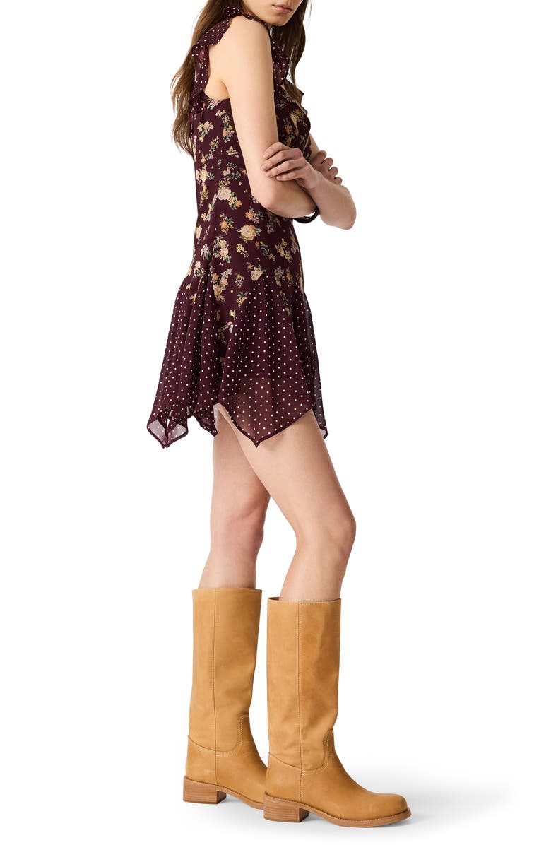 Steve Madden Tanisha Floral Print Minidress, Alternate, color, Port