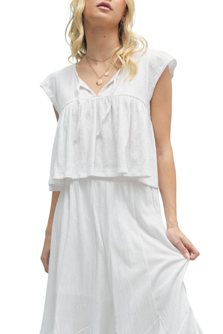 Cotton Blend Top and Skirt Set, Main, color, OFF WHITE