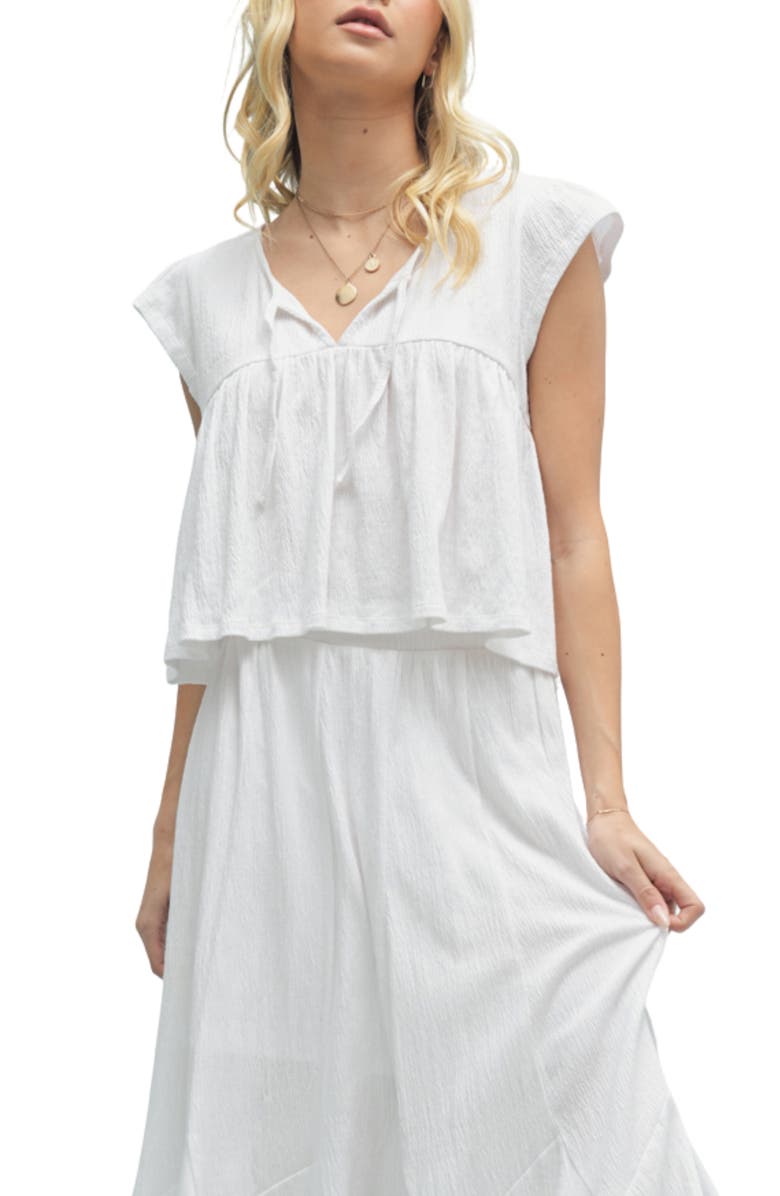 WISHLIST Cotton Blend Top and Skirt Set, Main, color, Off White