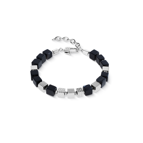 Onyx Graphic Cubes Bracelet In Stainless Steel