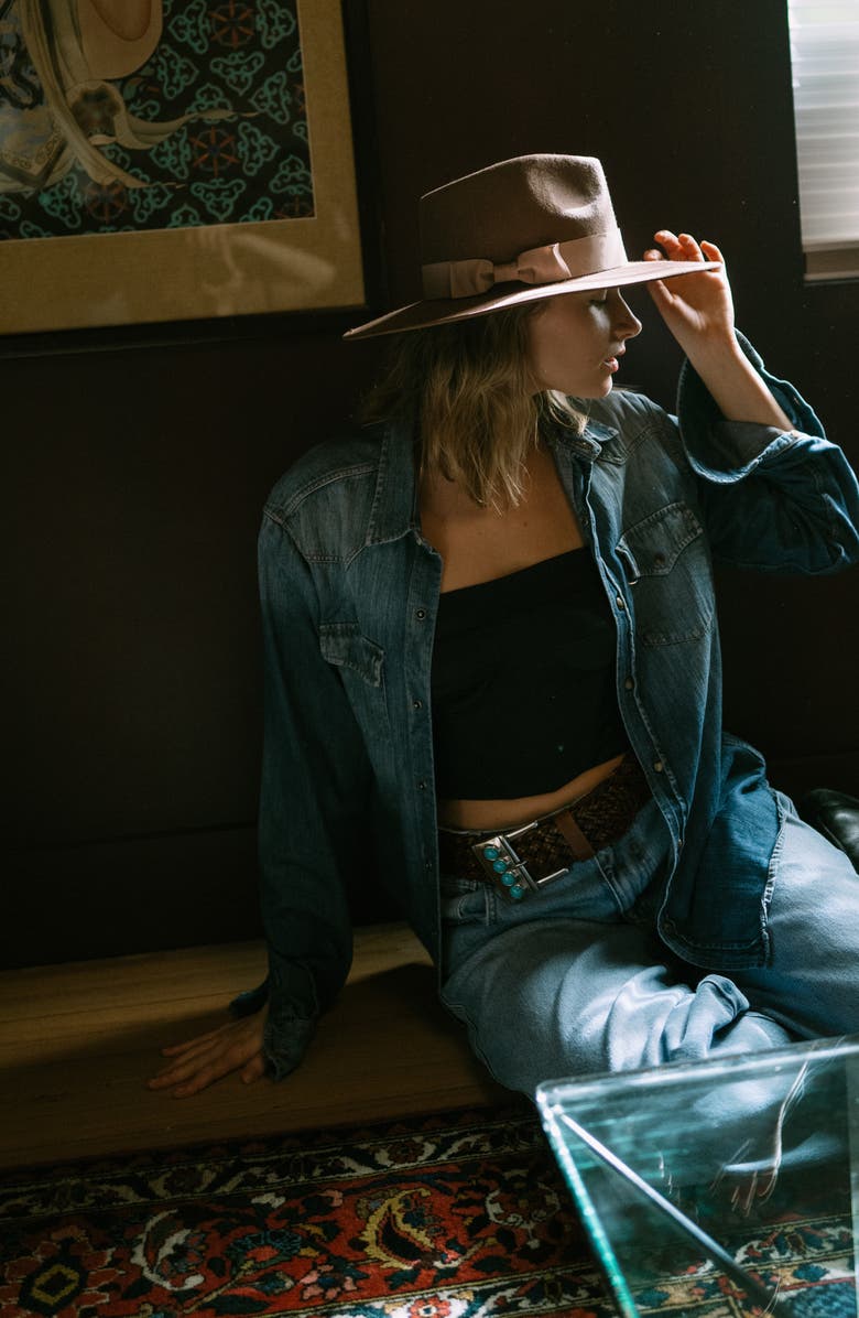 MODERN MONARCHIE Brown Wool Felted Fedora, Alternate, color, 