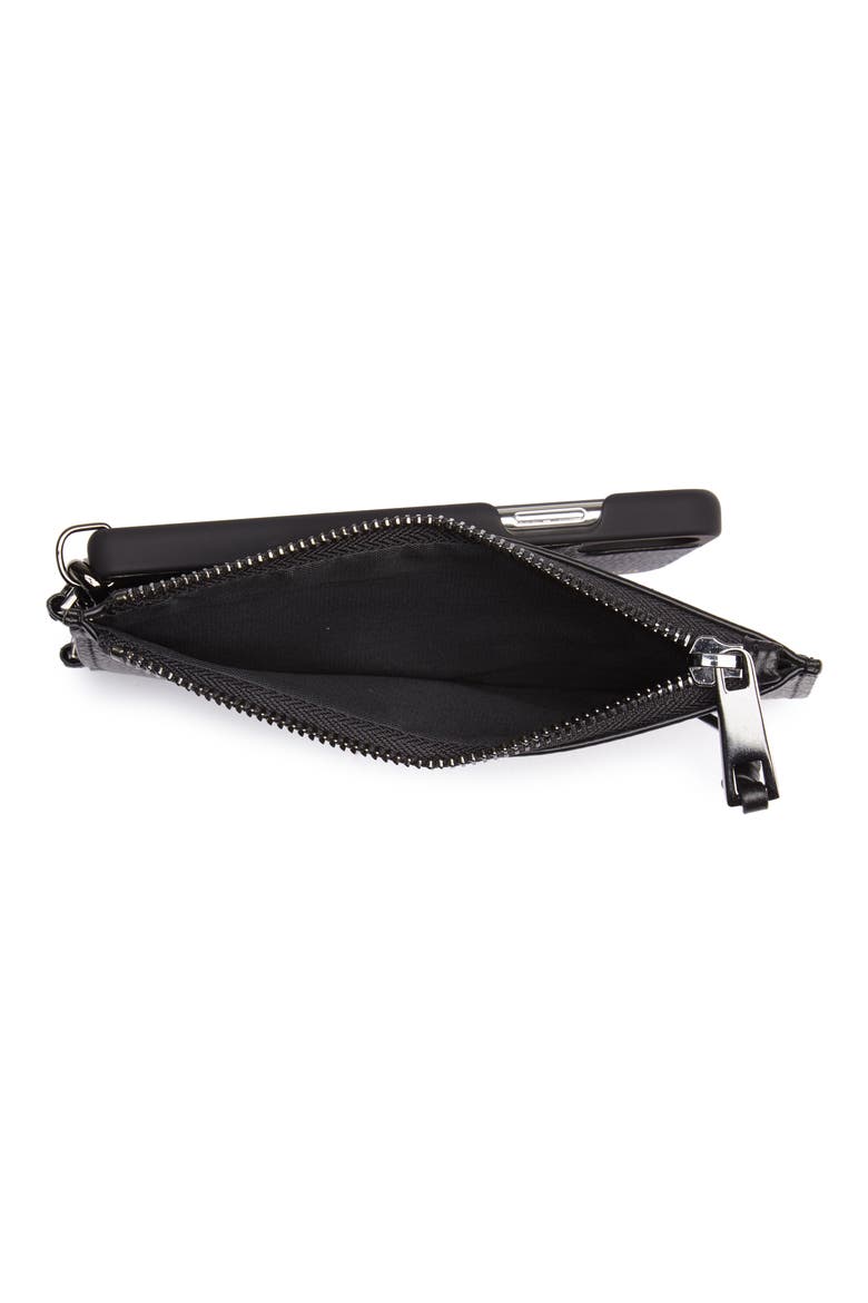 Jane Leather iPhone X/Xs Crossbody Case & Pouch Set, Alternate, color, BLACK/ PEWTER
