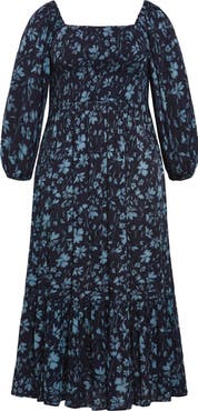 City Chic Kaylee Floral Smocked Bodice Maxi Dress