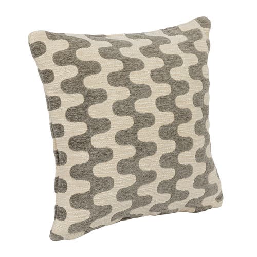 Storied Home 18 Inches Square Woven Cotton Jacquard Pillow With Abstract Pattern Design, Natural And In Multi