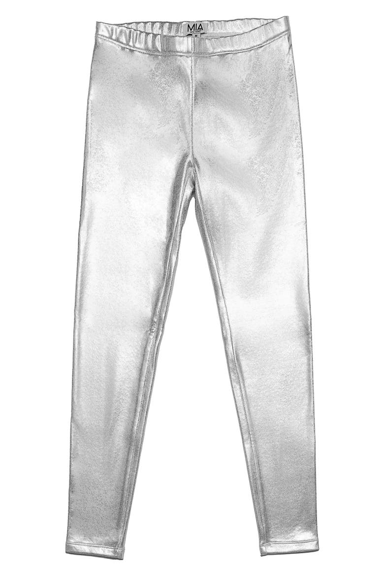 Kids' Glitter Leggings, Main, color, SILVER