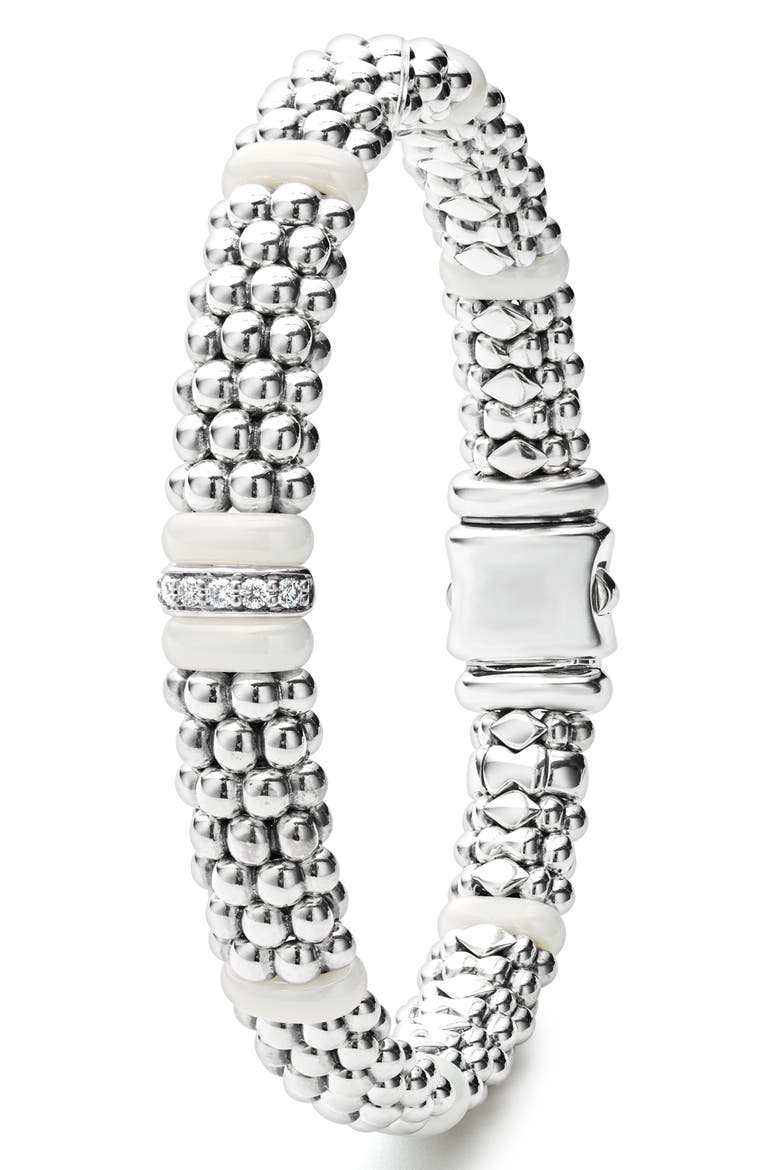 White Caviar Diamond Station Bracelet, Alternate, color, SILVER/ DIAMOND
