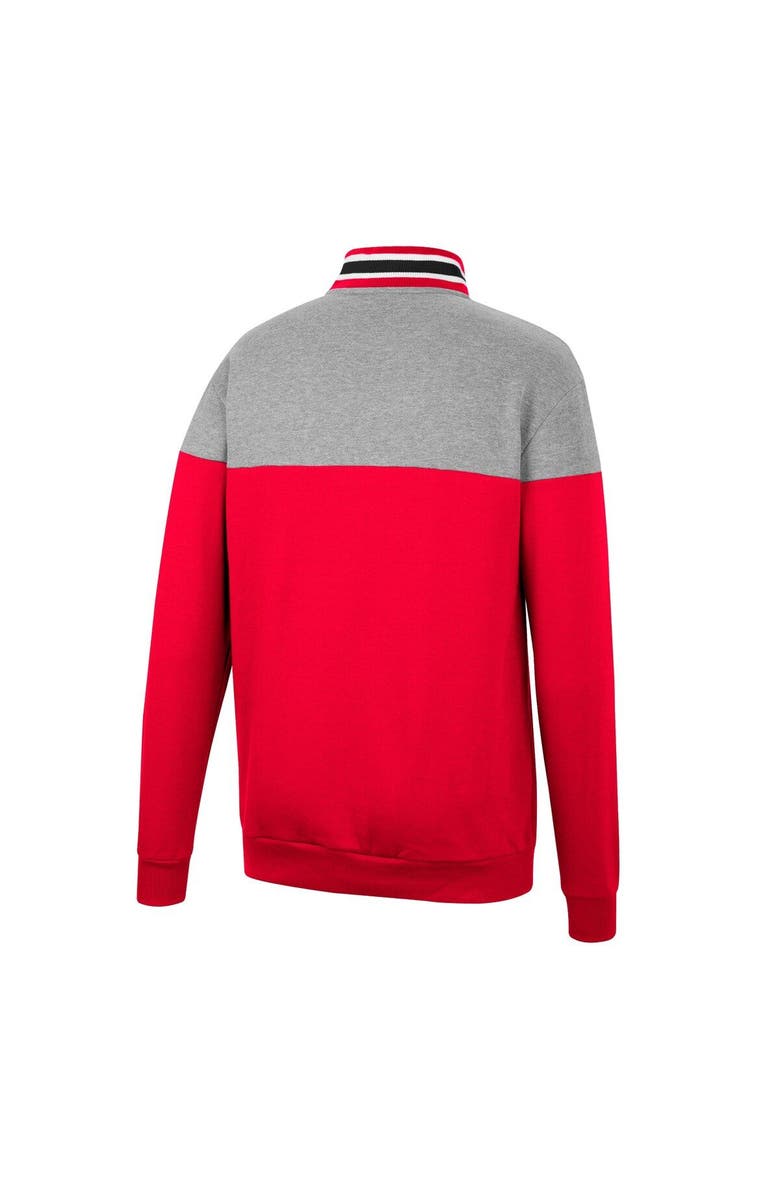 COLOSSEUM Men's Colosseum Heathered Gray/Scarlet Nebraska Huskers Be the Ball Quarter-Zip Top, Alternate, color, Scarlet