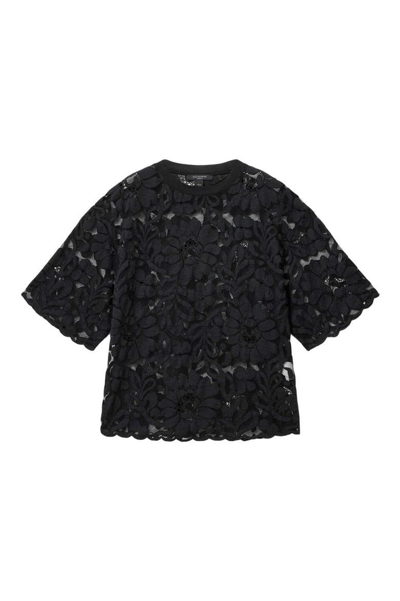 Amelie Floral Lace T-Shirt, Alternate, color, BLACK