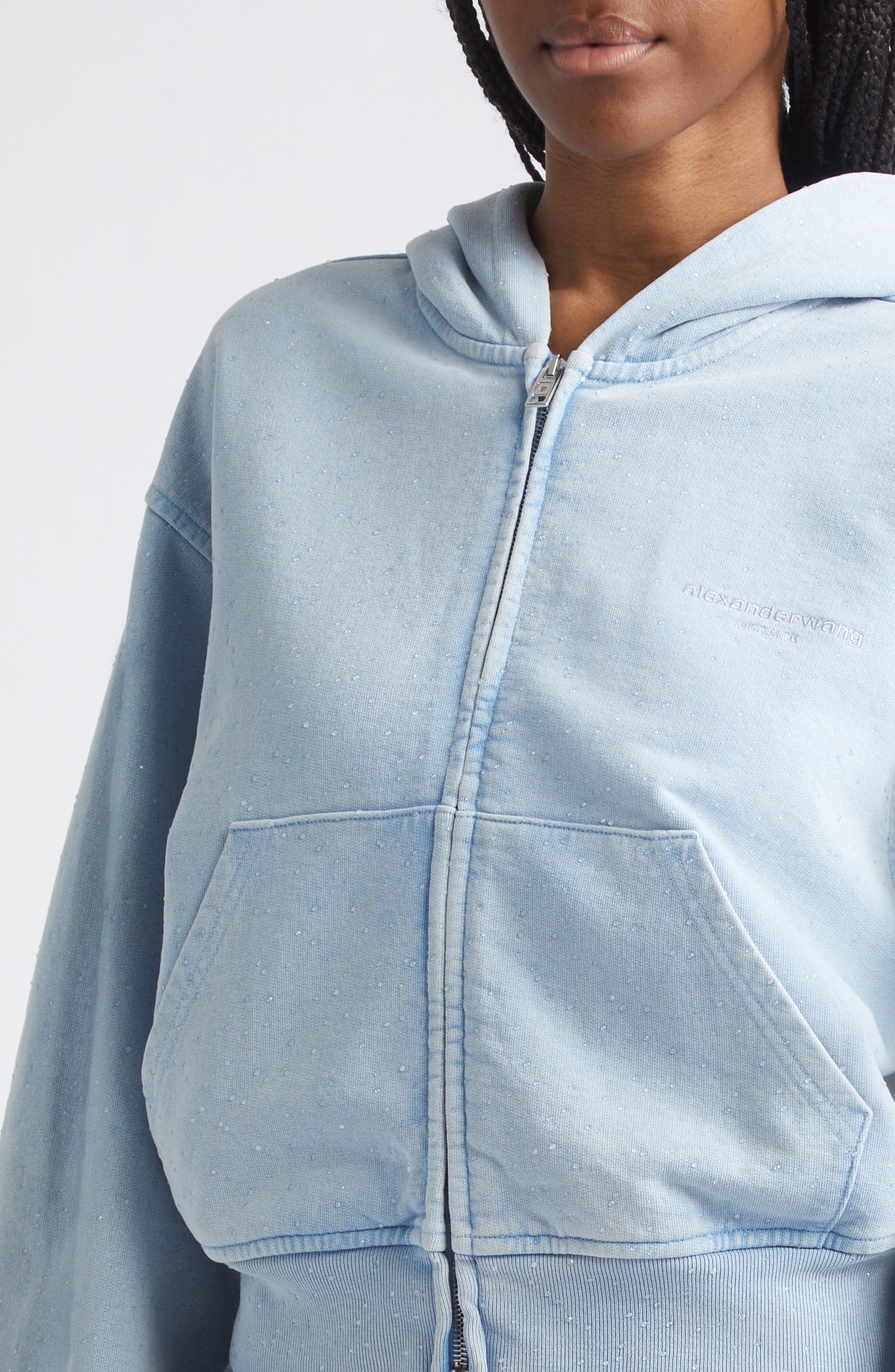 Alexander Wang Hotfix Cotton Zip Hoodie (Women) | Nordstrom