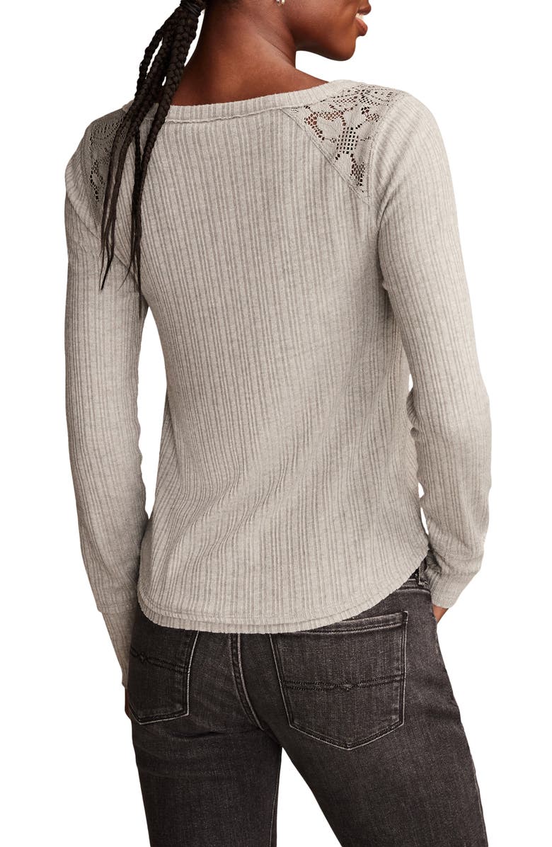 Lucky Brand Cloud Lace Rib Henley, Alternate, color, Medium Heather Grey