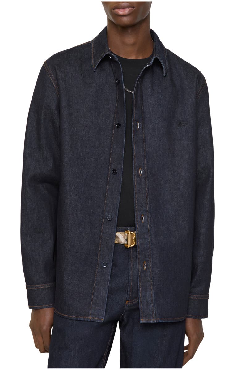 Burberry Denim Overshirt, Main, color, Dark Indigo