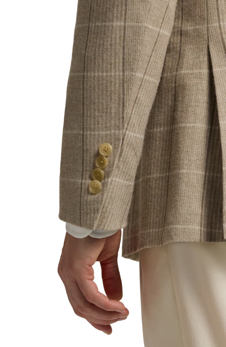 Ralph Lauren Purple Label Russel Plaid Wool, Silk & Cashmere Sport Coat, Alternate, color, Summer Sand/ Truffle