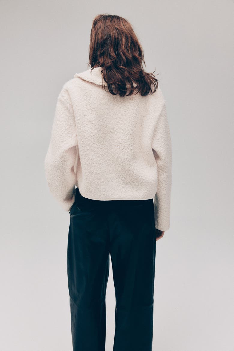 Collared Bouclé Cardigan, Alternate, color, Cream