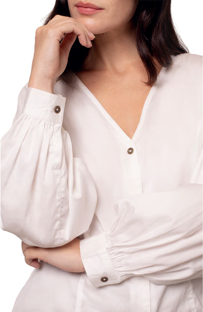 Celtic & Co. V-Neck Button Blouse, Alternate, color, Chalk