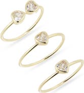NORDSTROM RACK Set of 3 Cubic Zirconia Heart Rings