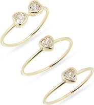 NORDSTROM RACK Set of 3 Cubic Zirconia Heart Rings