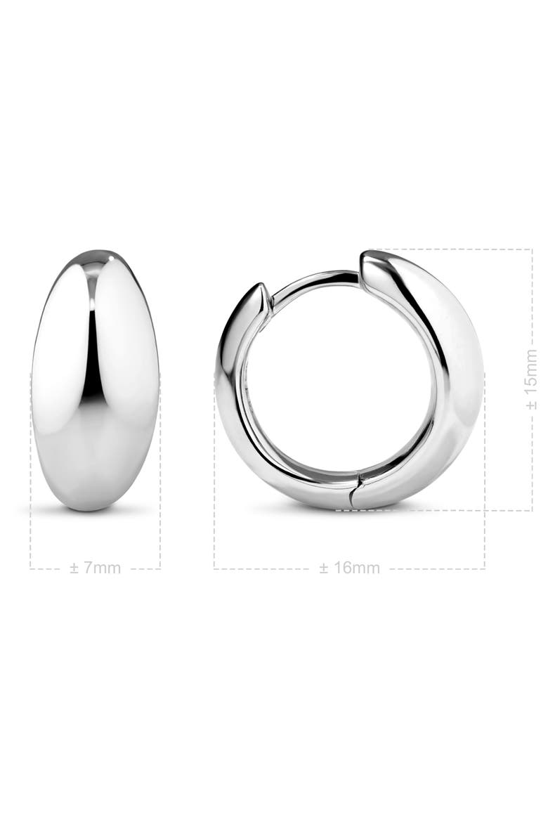 Dome Hoop Earrings in Rhodium Plated Sterling Silver, Alternate, color, Silver
