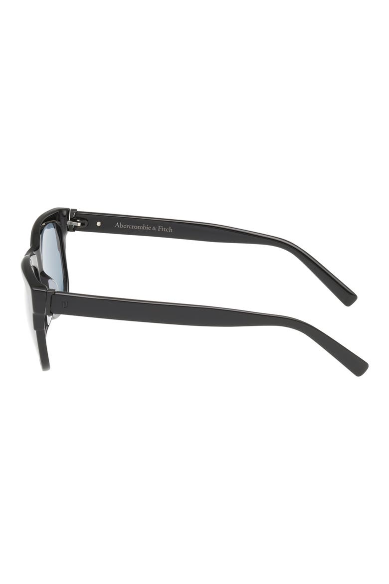 55mm Square Sunglasses, Alternate, color, SHINY BLACK / BLUE LENS