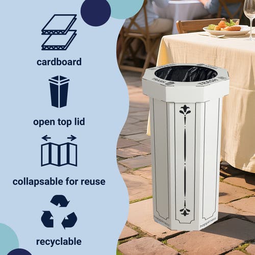 Happimess Fleur 25-gallon Classic Disposable Corrugated Cardboard Event Trash Can And Recycling Bin In White