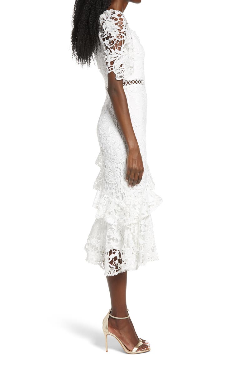 Briarwood Ruffle Lace Cocktail Dress, Alternate, color, WHITE