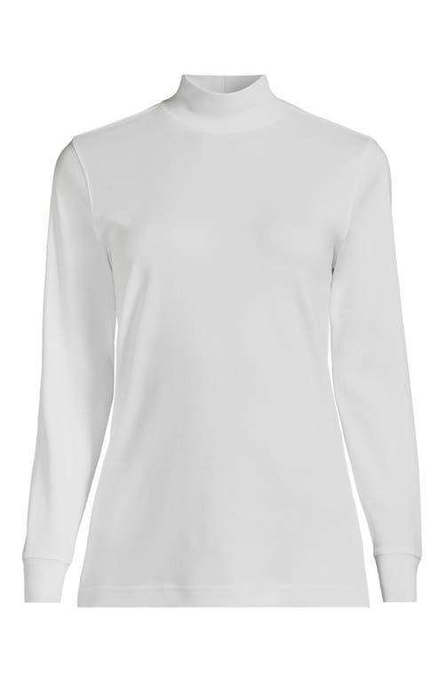 Lands' End Relaxed Cotton Long Sleeve Mock Turtleneck In White