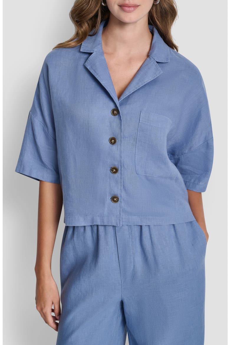 Linen Camp Shirt, Main, color, LIBERTY SKY
