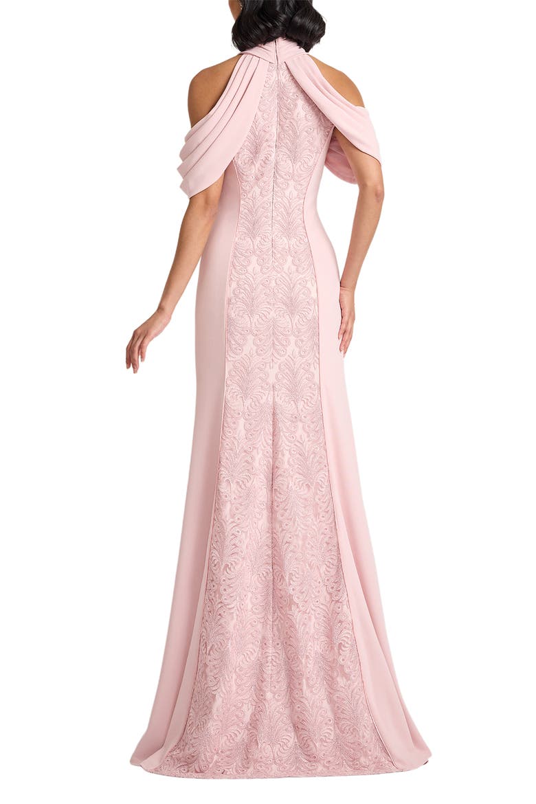 Lace Inset Cold-Shoulder Gown, Alternate, color, ROSE QUARTZ