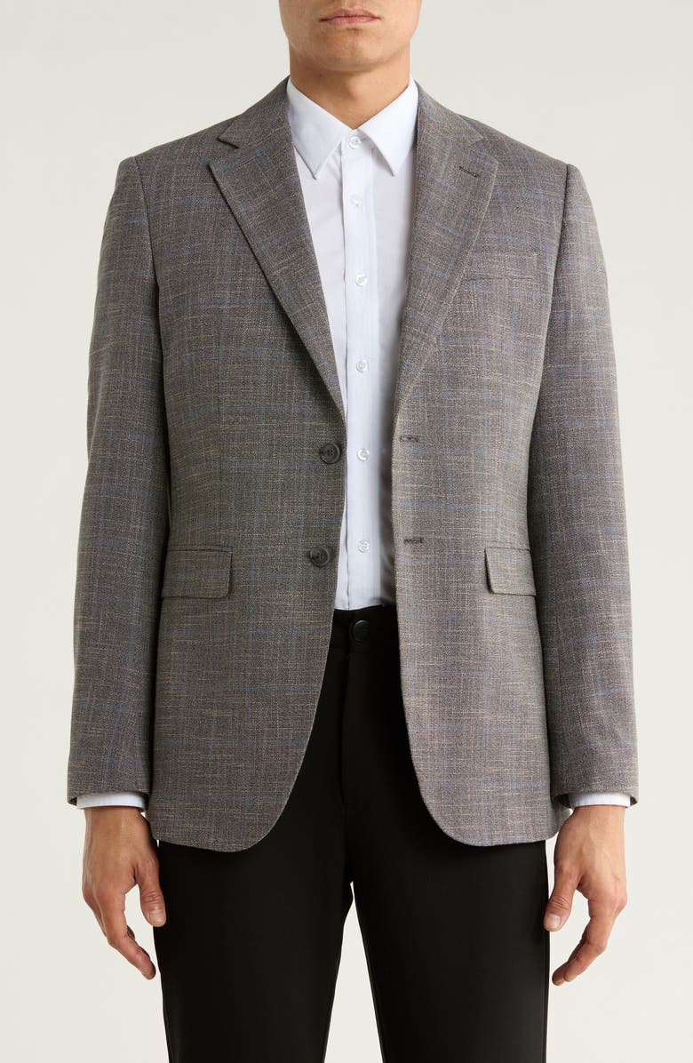 Tahari Slim Fit Plaid Sport Coat, Main, color, Grey