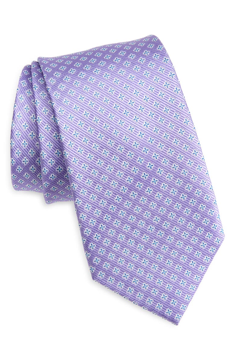 Nordstrom Quatrefoil Medallion Silk Tie, Main, color, Purple