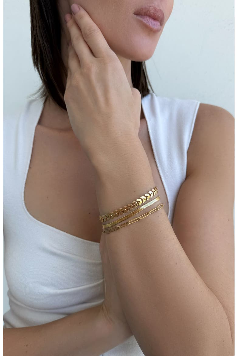 Set of 3 Assorted Chain Bracelets, Alternate, color, GOLD