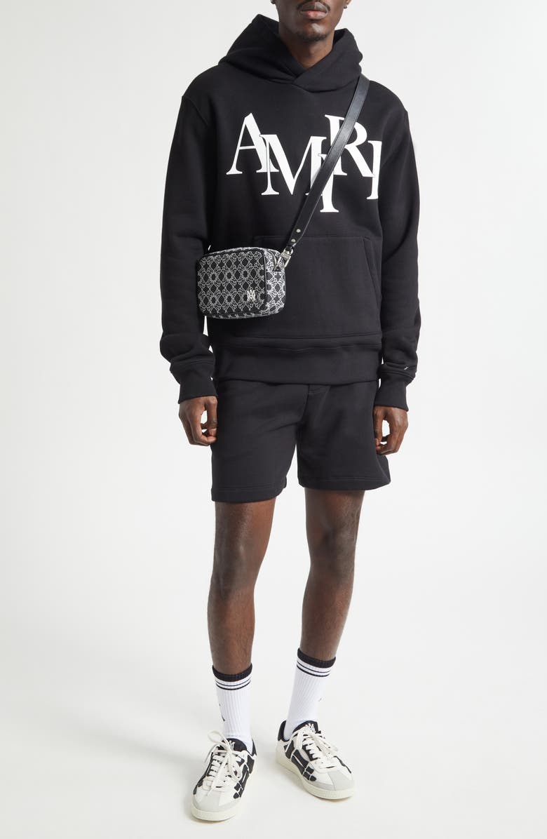AMIRI Staggered Logo Graphic Hoodie, Alternate, color, Black