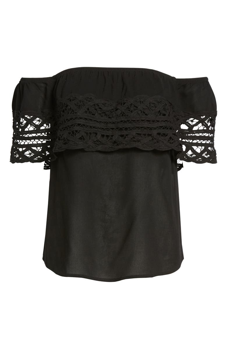 Socialite Crochet Off the Shoulder Top, Alternate, color,