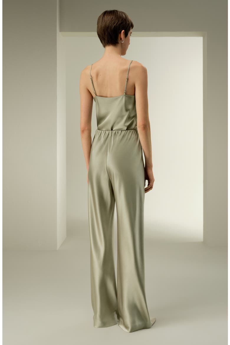 Women's Straight-Leg Silk Satin Pants, Alternate, color, Artichoke