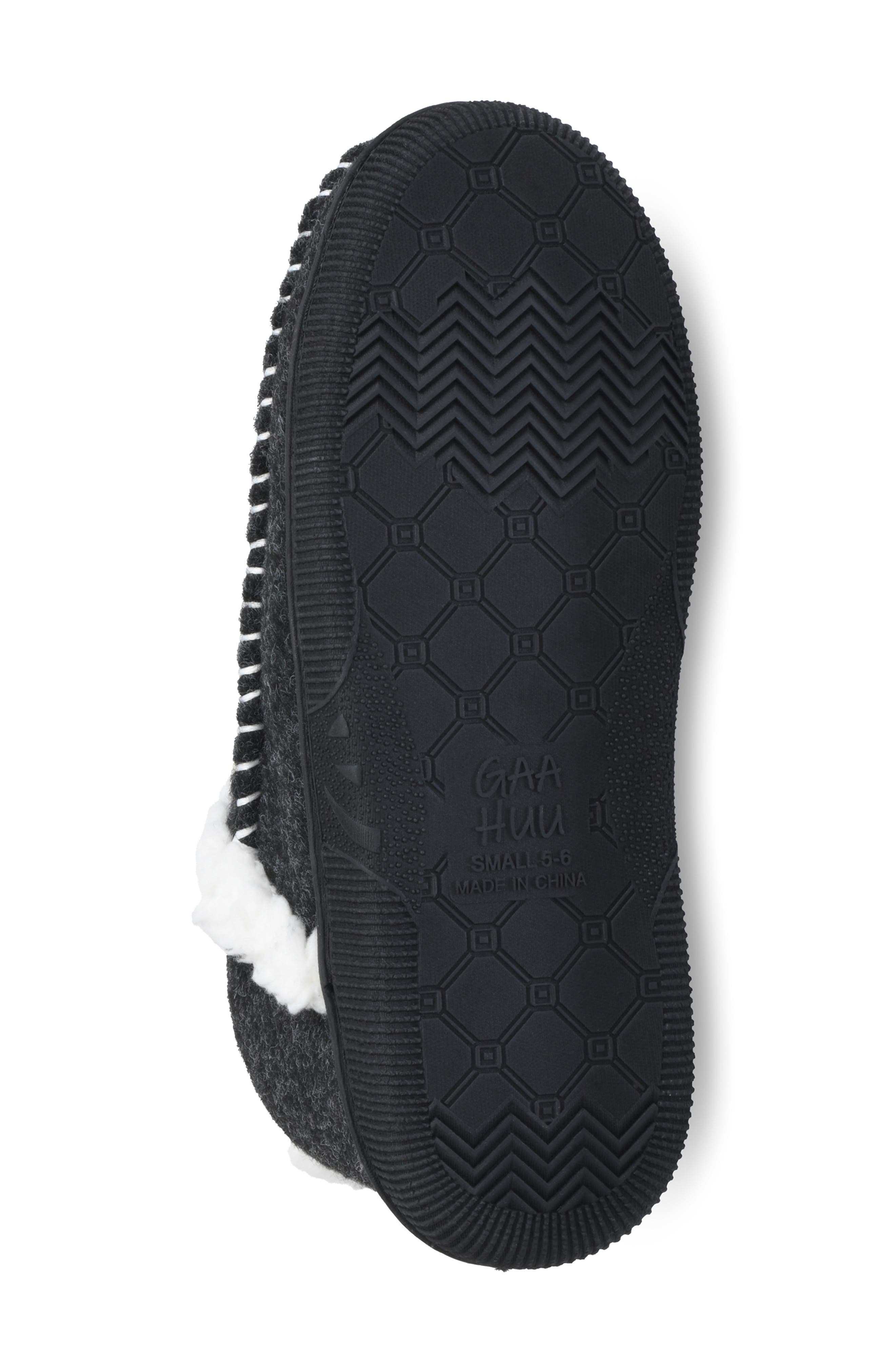 GAAHUU Faux Fur Moc Toe Slipper, Alternate, color, Black