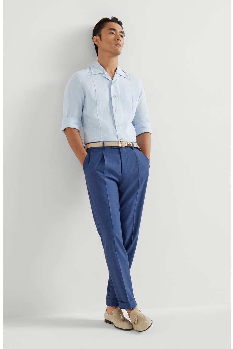 Trousers with pleats, Alternate, color, Royale Blue