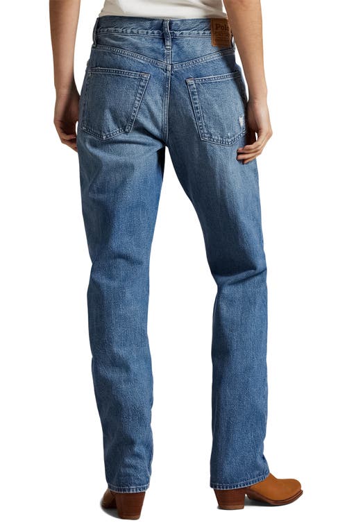 Polo Ralph Lauren Classic High-waisted Jeans With Frayed Hem And Flattering Fit In Lebec Wash