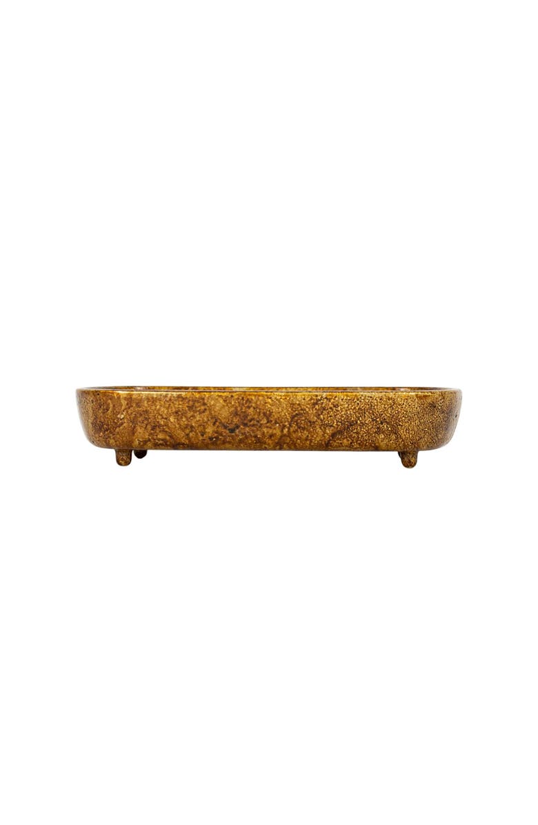Foreside Home and Garden Antique Ball Footed Vanity Tray Brass Cast Iron Countertop Organizer, Main, color, Gold