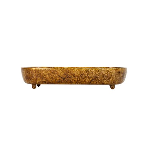 Antique Ball Footed Vanity Tray Brass Cast Iron Countertop Organizer
