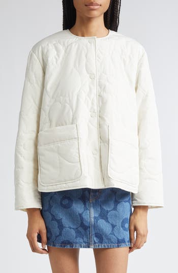 Marimekko Kapseli Piirto Unikko Quilted Jacket In White