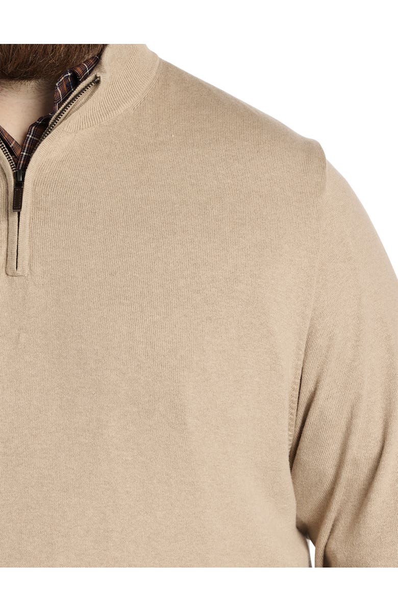 Oak Hill Premium by DXL Quarter-Zip Cotton/Cashmere Sweater, Alternate, color, Hummus