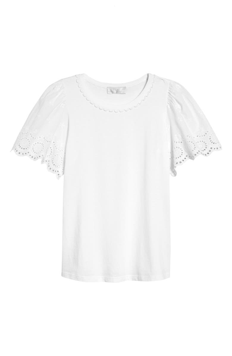 Rachel Parcell Eyelet Flutter Sleeve T-Shirt, Main, color, 