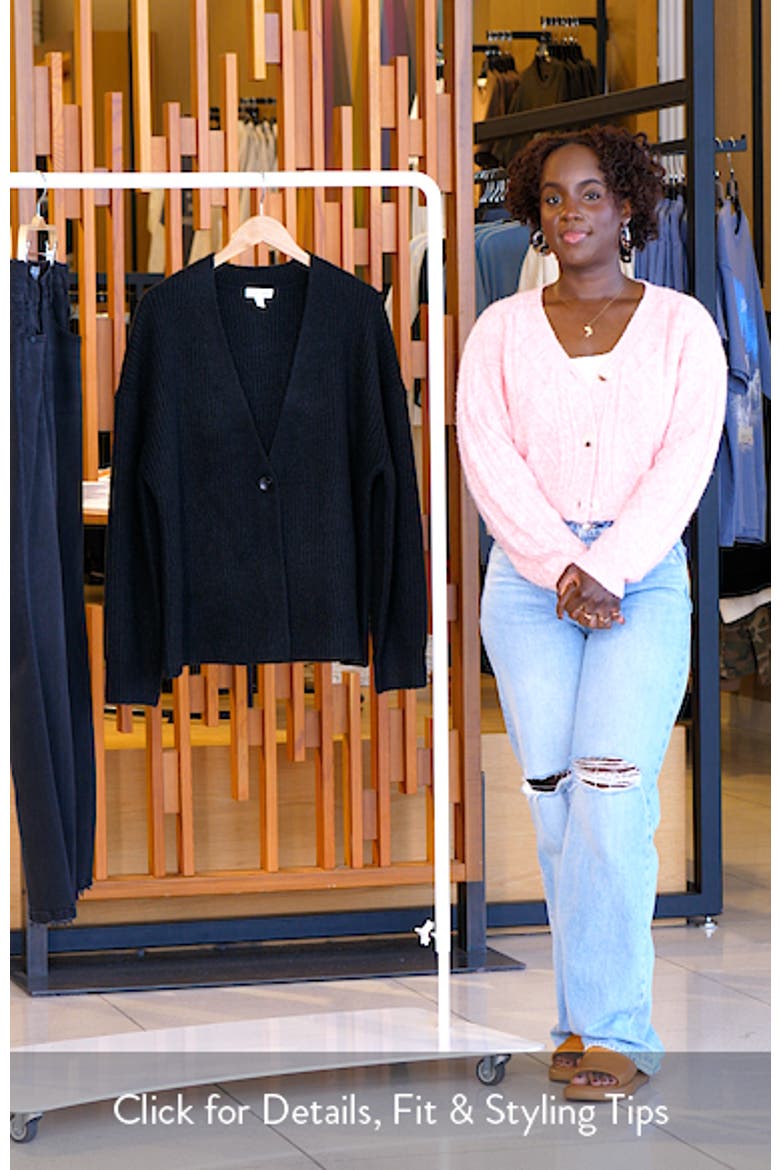 One-Button V-Neck Rib Cardigan (Women) | Nordstrom